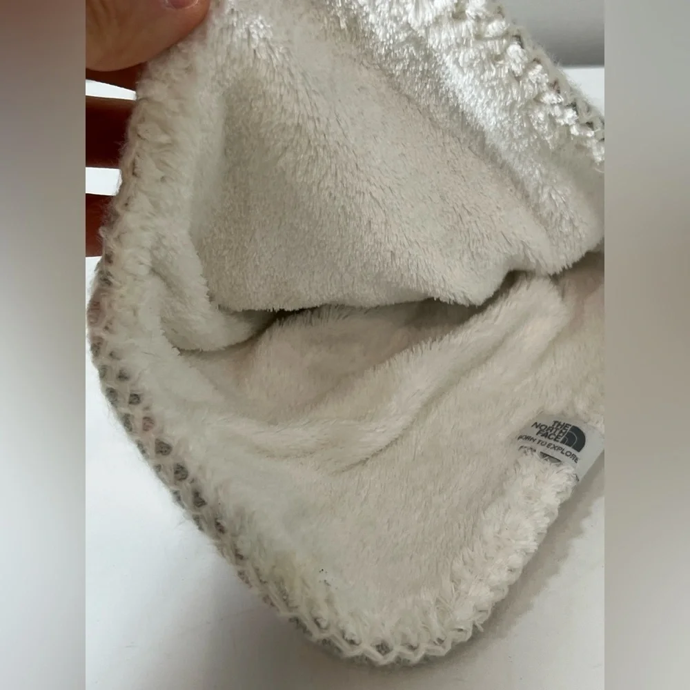 The North Face Baby XXS 0-6 Months Pink and Gray Bear Hat with Pom-Pom